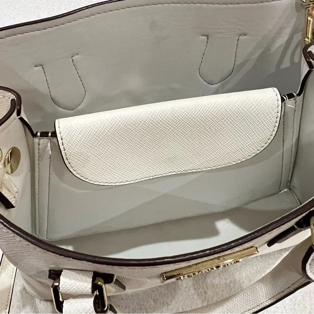 DKNY Ivory Leather Bianca Medium Satchel Bag